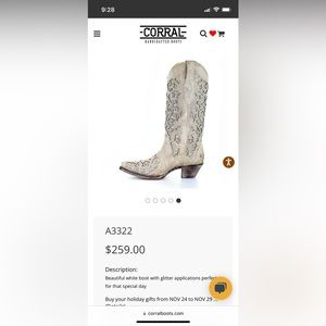 Corral hand crafted boots STK: A3322 size: 7